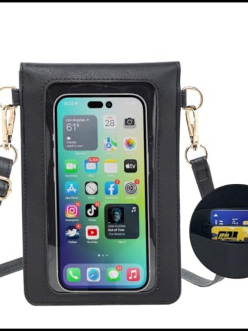 Small Crossbody Phone Purse Faux Leather with 2 Straps